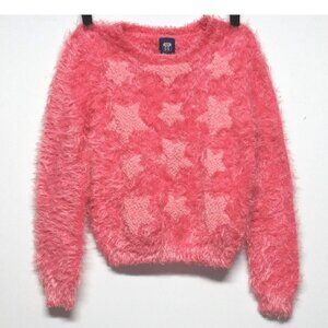 Route 66 Juniors Sweater eyelash Pink Sz M stars pattern Pullover long sleeve